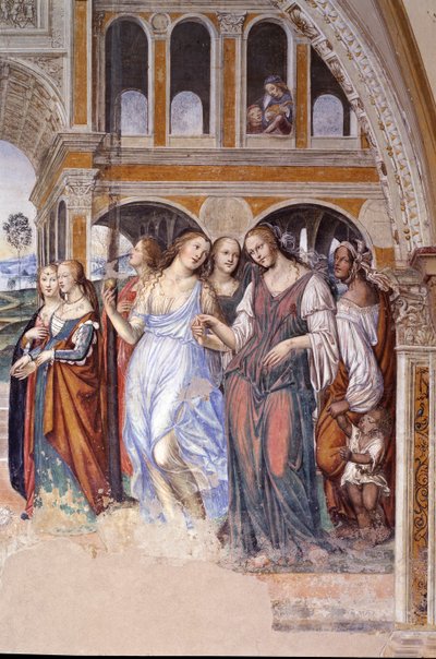 Florencio envía cortesanas al monasterio de San Benito (detalle) de Giovanni Antonio Bazzi Sodoma
