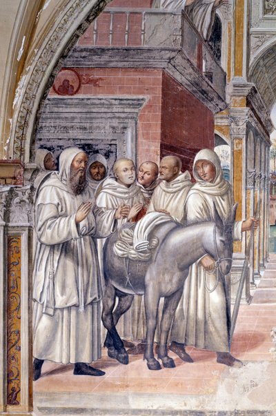 Florent envió prostitutas al monasterio (detalle) de Giovanni Antonio Bazzi Sodoma