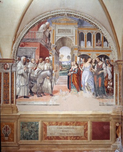 Cómo Fiorenzo envía prostitutas al monasterio (fresco) de Giovanni Antonio Bazzi Sodoma