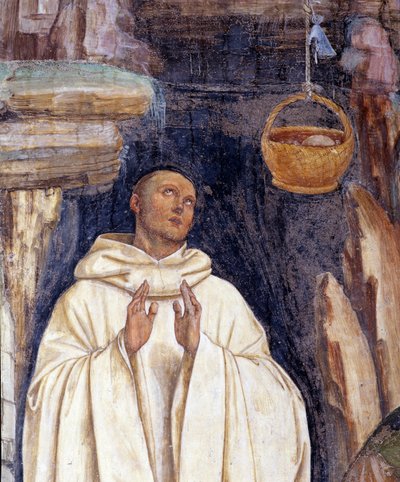 Cómo el demonio rompió la campana de la cesta de Benito (detalle) de Giovanni Antonio Bazzi Sodoma