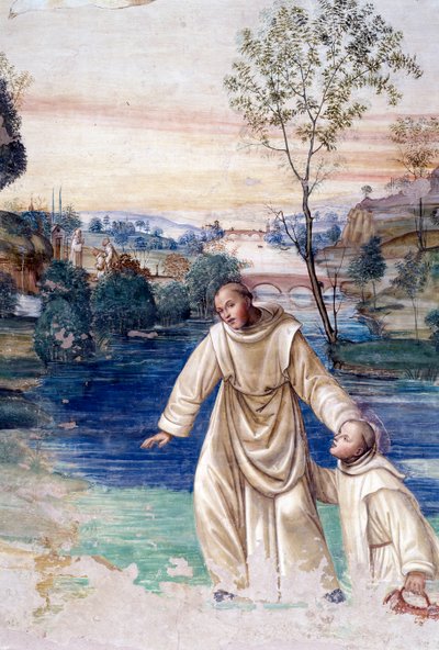 Maur camina sobre el agua para rescatar a San Plácido (detalle) de Giovanni Antonio Bazzi Sodoma