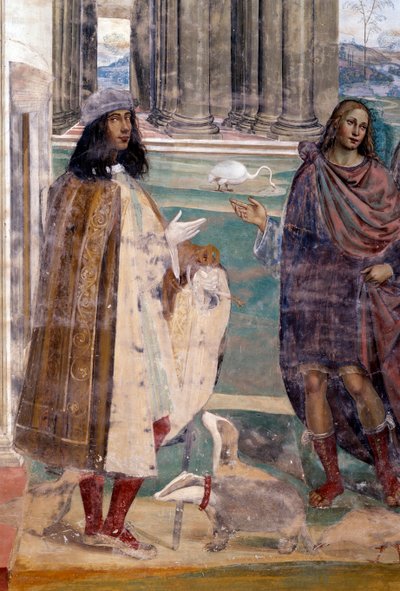 San Benito arregla un tamiz roto (autorretrato del artista) (detalle) de Giovanni Antonio Bazzi Sodoma