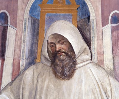 San Benito da la regla a los monjes olivetanos (detalle) de Giovanni Antonio Bazzi Sodoma