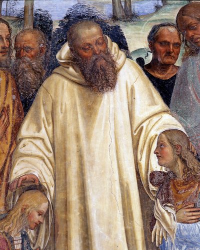 San Benito recibe a dos jóvenes romanos, Maur y Placid (detalle) de Giovanni Antonio Bazzi Sodoma