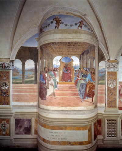 San Benito deja la escuela de Roma (fresco) de Giovanni Antonio Bazzi Sodoma