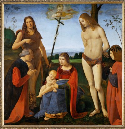Madonna with Saints John Baptist and Sebastian and two donateurs - Madonna a l