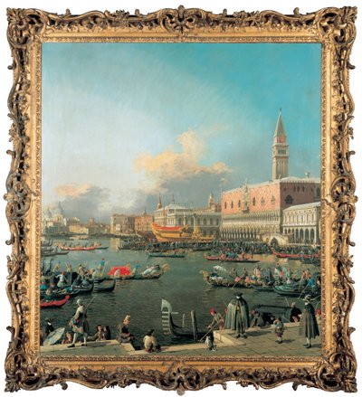 El Bucintoro en el Molo, Venecia, en el Día de la Ascensión de Giovanni Antonio Canal