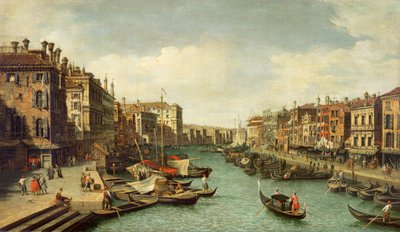 El Gran Canal cerca del Puente de Rialto, Venecia, c.1730 de Giovanni Antonio Canal