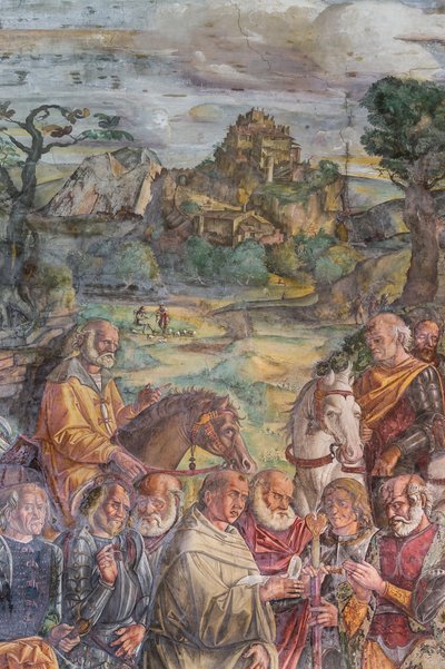San Antonio frente al tirano Ezzelino en Verona, detalle de, Escuela del Santo, detalle de 2196790 de Giovanni Antonio Corona