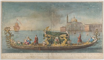 La segunda góndola altamente ornamentada del Embajador Giovanni Battista Colloreado entrando..., 1720-30 de Giovanni Antonio Faldoni