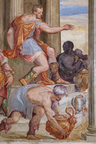 Detalle de El banquete de Cleopatra, Sala de la chimenea, c.1560-65 (fresco) de Giovanni Antonio Fasolo