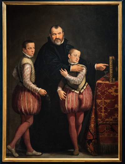 Retrato de Giuseppe Gualdo con sus hijos Paolo y Emilio de Giovanni Antonio Fasolo