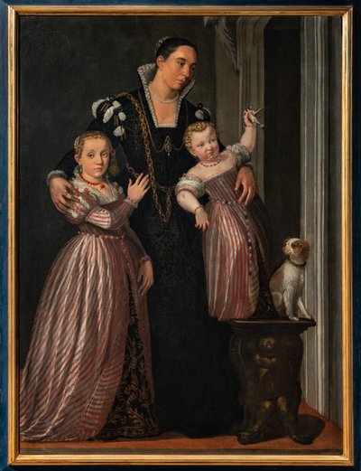 Retrato de Paola Bonanome Gualdo con sus hijas Laura y Virginia de Giovanni Antonio Fasolo