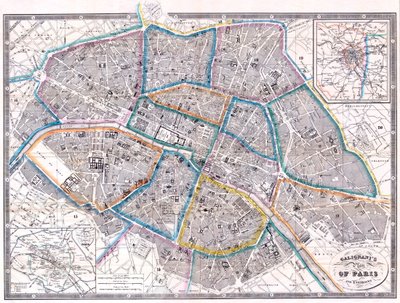 Mapa antiguo de París de Giovanni Antonio Galignani