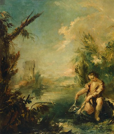 Detalle de Tobías y el pez de Giovanni Antonio Guardi