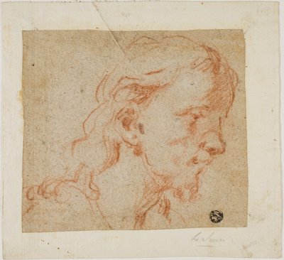 Cabeza de Cristo, de perfil de tres cuartos, a la derecha de Giovanni Antonio Guardi