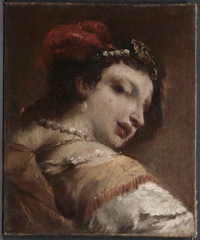 Cabeza de mujer, c.1739 (óleo sobre lienzo) de Giovanni Antonio Guardi