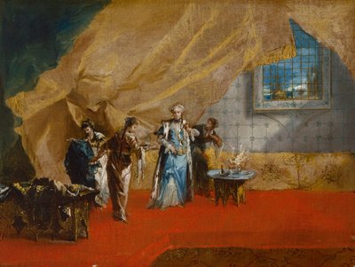 Interior: Una sultana tomando café en el harén de Giovanni Antonio Guardi