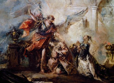 El ángel bendice a Tobías (detalle) de Giovanni Antonio Guardi