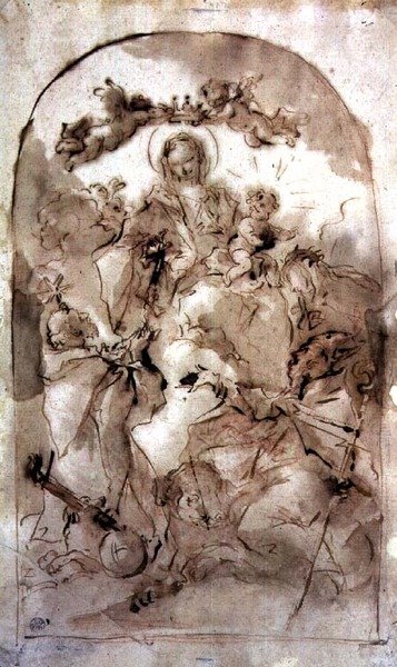 Virgen y Niño con San Domingo, Santa Teresa y San Coribiano, c.1745 de Giovanni Antonio Guardi