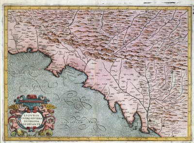 Mapa de la región de Liguria oriental, por Giovanni Antonio Magini, Bolonia, grabado en cobre de Giovanni Antonio Magini