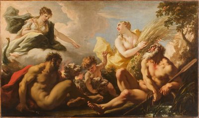 Los cuatro elementos de la elaboración de cerveza, 1717 de Giovanni Antonio Pellegrini