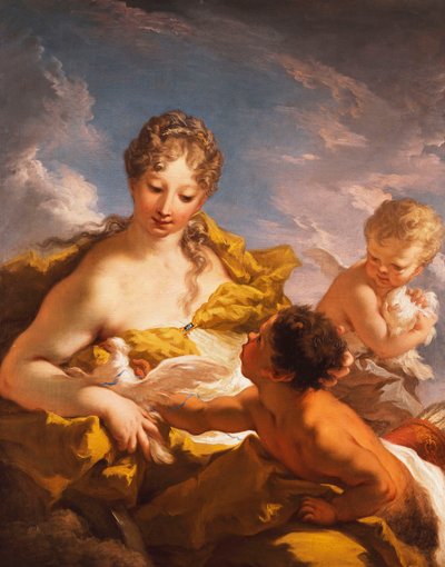 Venus, Cupido y un fauno, 1708-13 de Giovanni Antonio Pellegrini