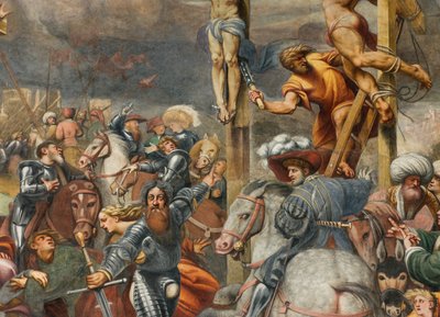 Contrafachada, IL Pordenone, Crucifixión 1520-21, (detalle) de Giovanni Antonio Pordenone