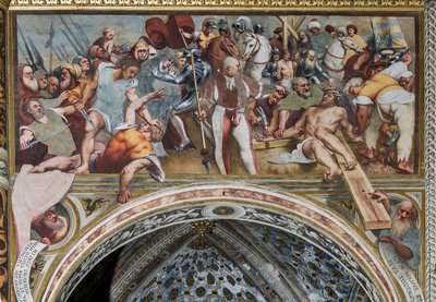 Jesús siendo clavado en la Cruz de Giovanni Antonio Pordenone