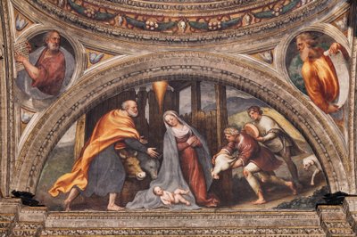 Luneta que representa la Adoración de los Pastores de Giovanni Antonio Pordenone