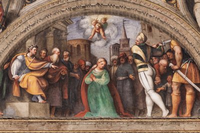 Luneta que representa la decapitación de Santa Catalina de Giovanni Antonio Pordenone