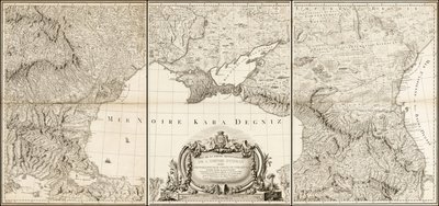 Mapa de 1774 del Mar Negro con las partes adyacentes de los Imperios Turco y Ruso de Giovanni Antonio Rizzi Zannoni