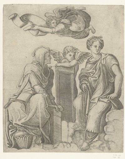 Dos sibilas y angel y putto Dialéctica y Lógica de Giovanni Antonio da Brescia (attributed to)