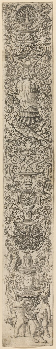 Cuatro niños jugando, lámina siete de Doce paneles ornamentales de Giovanni Antonio da Brescia