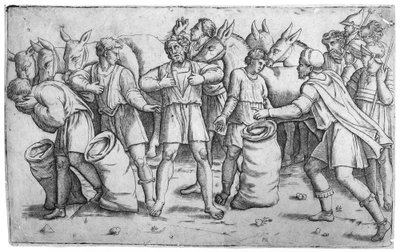 La copa de José encontrada en el saco de Benjamín de la historia bíblica de José Génesis 44 de Giovanni Antonio da Brescia