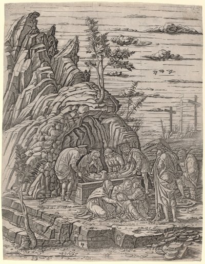El entierro con tres pájaros de Giovanni Antonio da Brescia, after Andrea Mantegna
