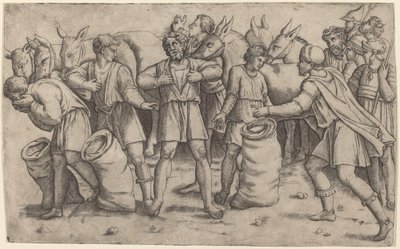 Descubrimiento de la copa de José de Giovanni Antonio da Brescia after Baldassare Peruzzi