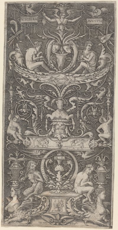 Panel Ornamental Inscrito "Victoria Augusta" de Giovanni Antonio da Brescia after Nicoletto