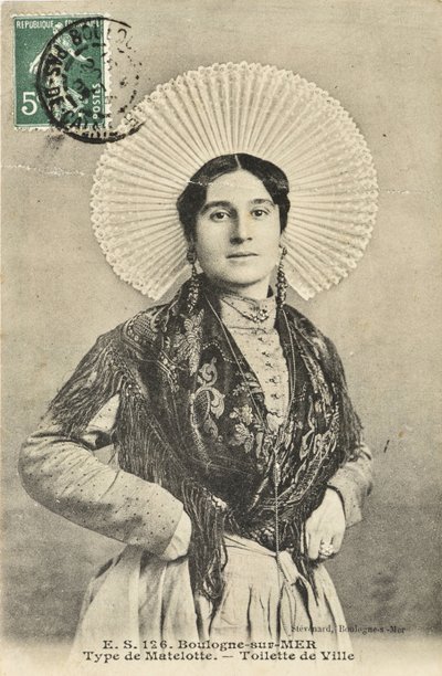 Postal: Mailotte, mujer de marinero en el baño de Ville/Boulogne-sur-Mer de Phillipe de Marlier