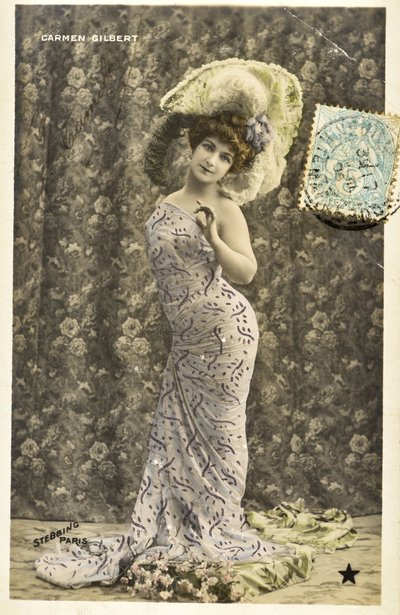 Postal: Retrato de Carmen Gilbert, artista de music hall de Phillipe de Marlier