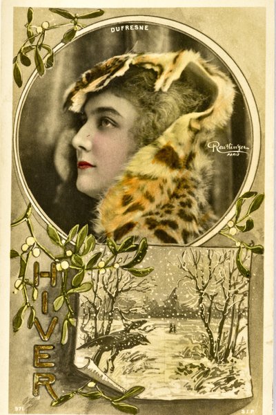 Postal: Retrato de Mademoiselle Dufresne, artista de music hall de Phillipe de Marlier