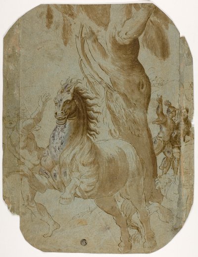 Conversión de San Pablo (recto); Hombre visto desde atrás (verso) de Giovanni Antonio da Pordenone