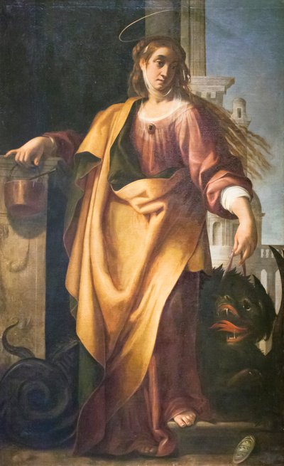 Santa Marta y el dragón domado (óleo sobre tabla) de Giovanni Baglione