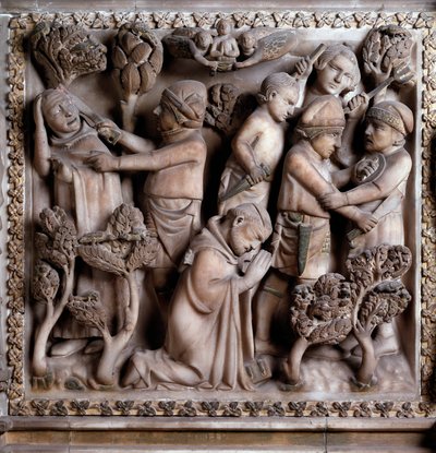 Representación del martirio de Pedro de Verona de Giovanni Balduccio