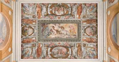 Carro del Sol conducido por Apolo, Logia de Apolo, c.1560 (fresco) de Giovanni Battista and Cambiaso Luca Castello