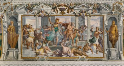 Las historias de Ulises: la matanza de los Proci, c.1560 (fresco) de Giovanni Battista Castello