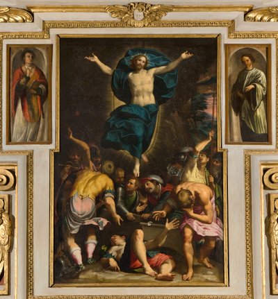 Capilla de Nuestra Señora del Pueblo, Segundo tramo lado sur, Giovan Battista Trotti llamado el Malosso, Resurrección 1594 de Giovanni Battista Trotti