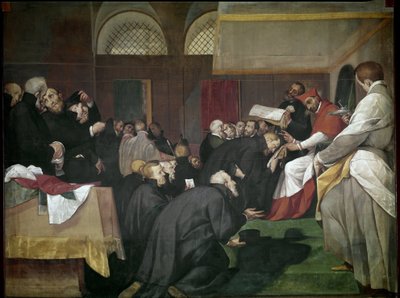 Quadroni de San Carlo: episodio de la vida de San Carlos Borromeo: el santo fundó el Colegio de Jesuitas, Barnabitas y Teatinos de Giovanni Battista  Crespi