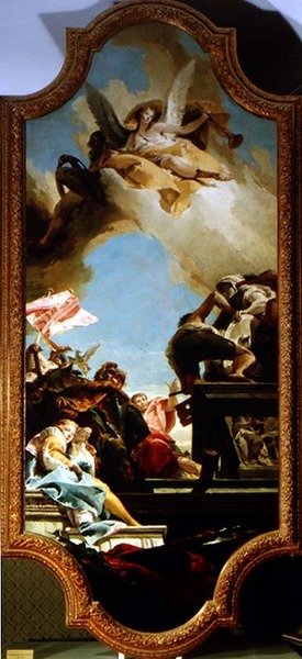 Erigiendo una estatua en honor al emperador de Giovanni Battista Tiepolo