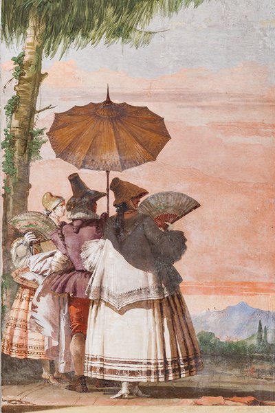 Alojamientos para invitados, sala de las falsas arquitecturas góticas: "Un paseo de verano" de Giovanni Battista Tiepolo